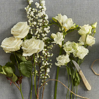 White flowers - bouquets, flower boxes, flower baskets